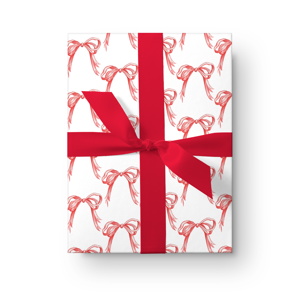 Red Bows Christmas Wrapping Paper 3 Sheets