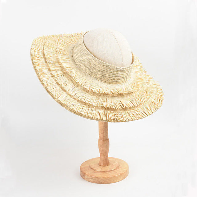 Raffia Fringe Visor Hat