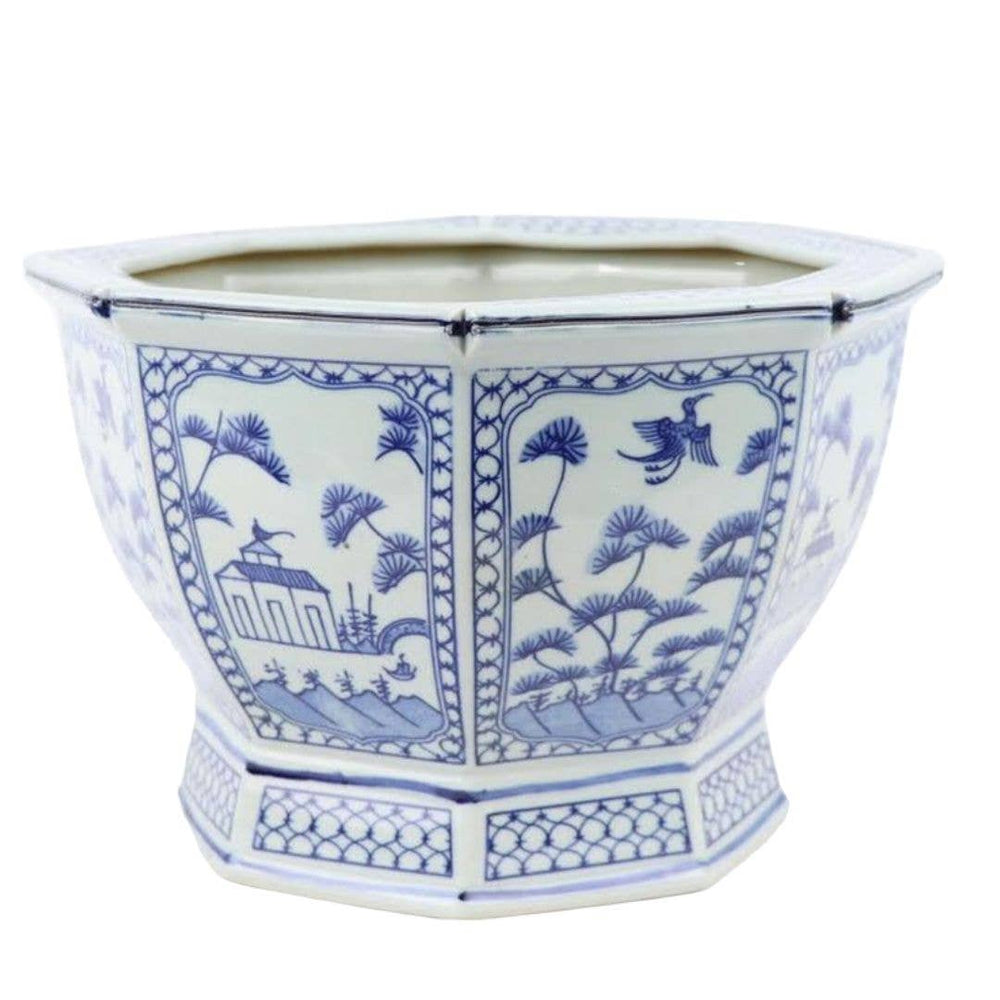 Village Scene Chinoiserie Planter