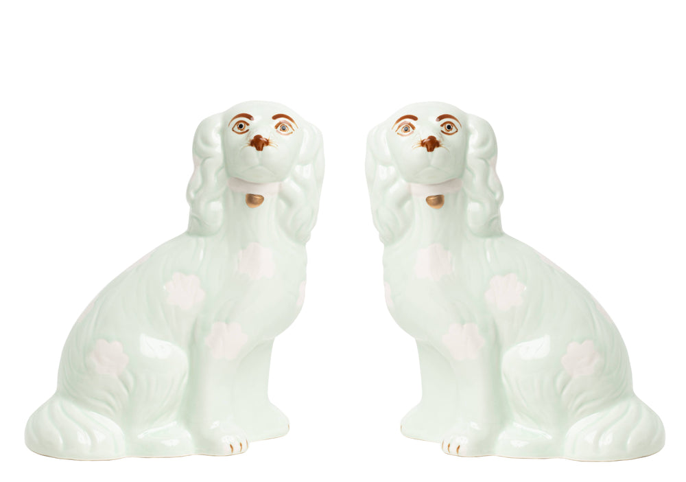 Pale Green Staffordshire Dogs Porcelain Medium
