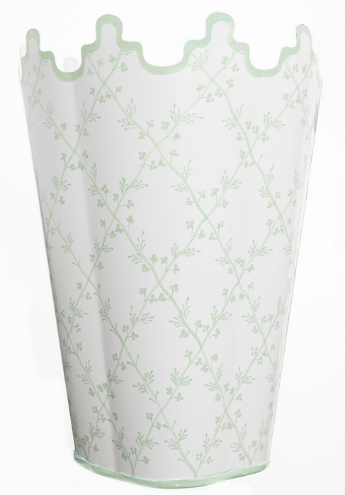 TALL SCALLOPED WASTEPAPER BASKET PALE GREEN & BLUE OPTIONS