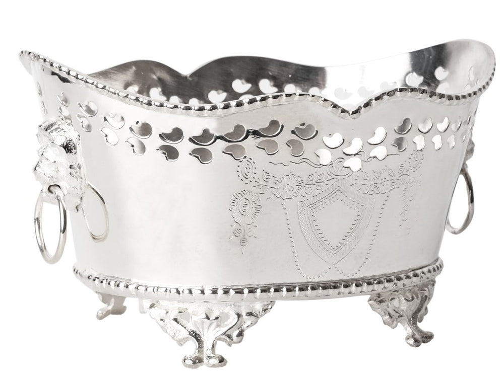 Silver Lionhead Footed Planter