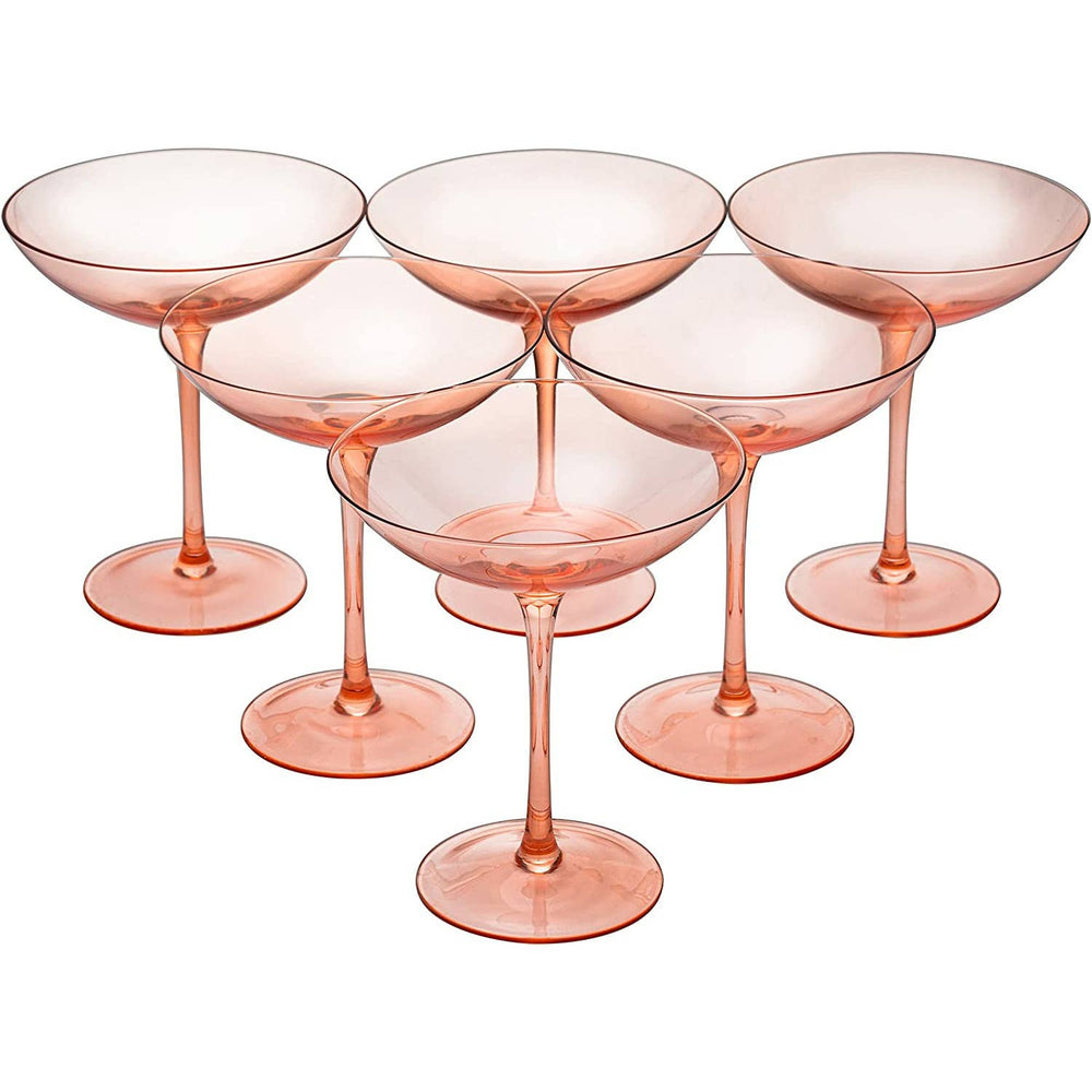 Champagne Coupes 12oz Colorful Glasses (6, Blush Pink)