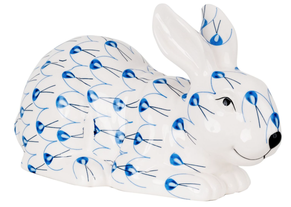 Mama Blue and White Bunny
