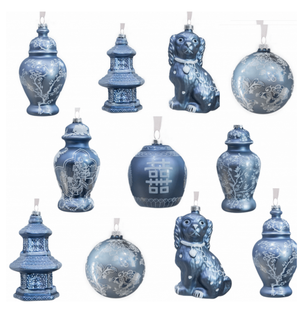 FABULOUS PEARLIZED ICE BLUE/WHITE BUNDLE PACK OF ORNAMENTS -