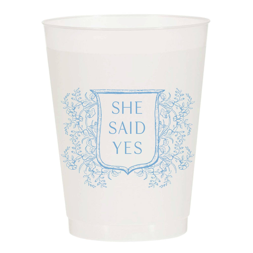 She Said Yes Crest Reusable Cups - Set of 10 Cups