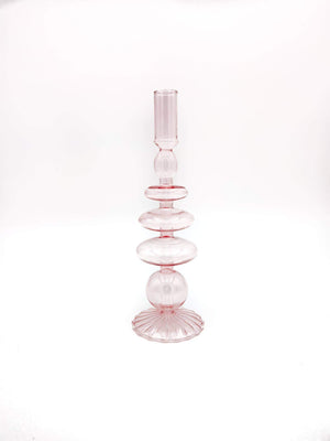 
                  
                    Pink Glass Taper Candlestick
                  
                